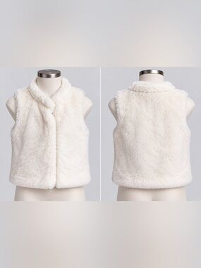 EPIC THREADS Ivory Faux Fur Girls Vest size large
